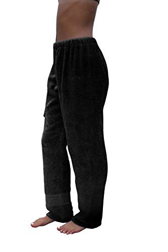 Adult Black Cotton Towel Pants Swimsuit Coverup - Paradise Towelwear, Size L