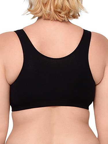Fruit of the Loom Women's Wireless Cotton Sports Bras 3-Pack - Black/Heather Grey/Charcoal, Size 38