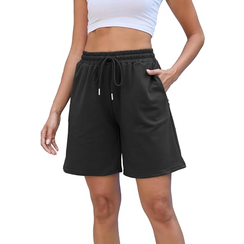 ZKIEYS Women’s Sweat Shorts Jogger with Pockets Black XL
