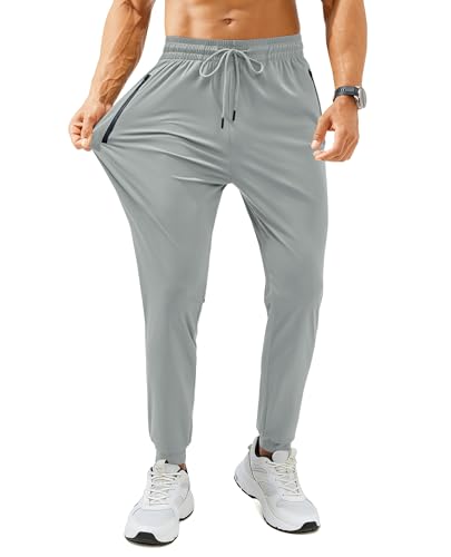 FOGFIRE Men's Lightweight Grey Sweatpants with Zipper Pockets - 3X-Large Athletic Joggers for Workout & Running