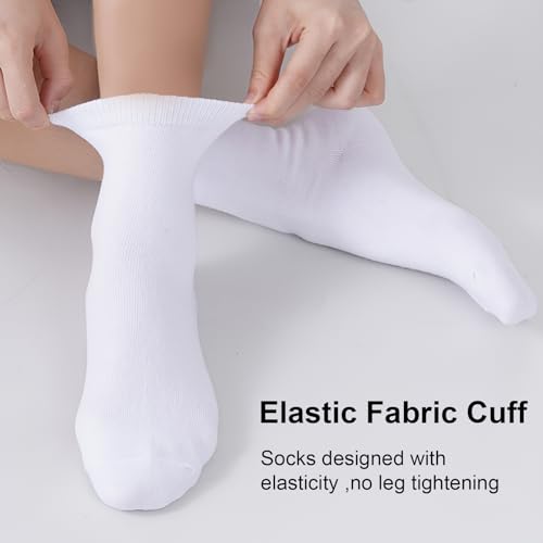 Kids Crew Socks - 4 Pack Soft Cotton Seamless Toe - Medium White