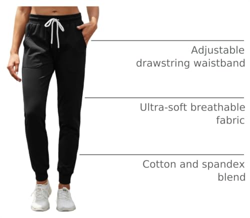 Women's Cotton Tapered Joggers Large Black - SPECIALMAGIC Sweatpants