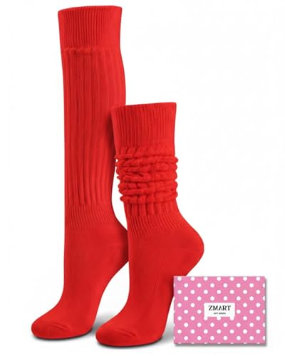 Cozy Slouch Socks for Women - 80s Style in Red, Medium/Thick