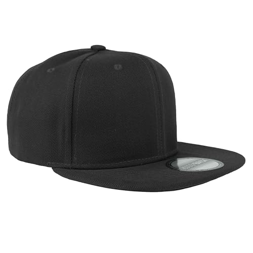 Gelante Adjustable Black Snapback Hat for Men - Flat Bill Baseball Cap - One Size