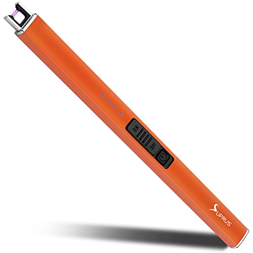 Rechargeable Electric Lighter - Glows in The Dark, Windproof, Safety Lock - Orange