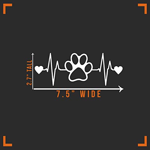 Dog Paw Heartbeat Vinyl Sticker for Car, Wall & Laptop - 7.5" x 2"