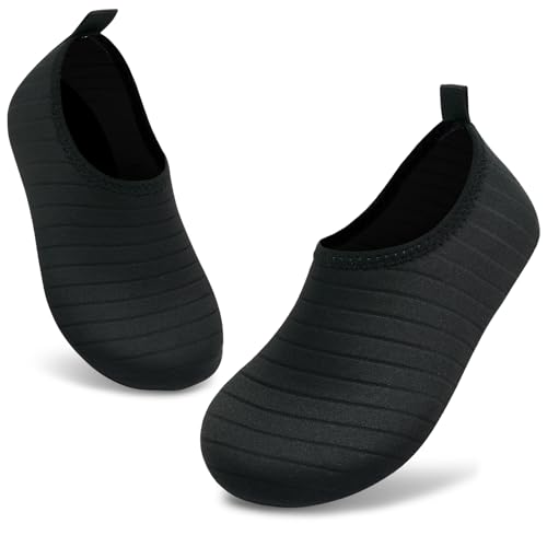 Kids Water Shoes Quick-Dry Aqua Socks - 3-4 Big Kid / Black