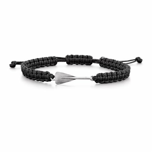 Rowing Charm Bracelet for Men - Adjustable Nautical Rope - Black