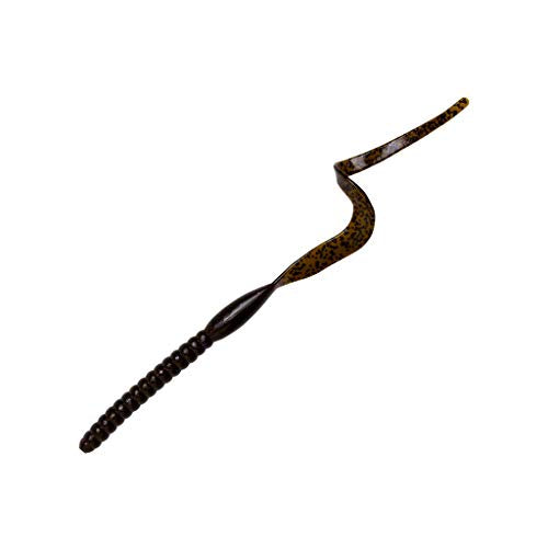 Ribbontail Curly-Tail Worm Fishing Lure - 7.5" Green Pumpkin Purple Flake