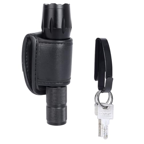 TAFTACFR Black Plain Metal Tactical Key Ring & Flashlight Holster Bundle for Police & Fire