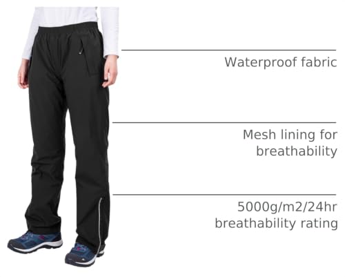 Women's Lightweight Waterproof Rain Pants - 33,000ft, Medium, Black
