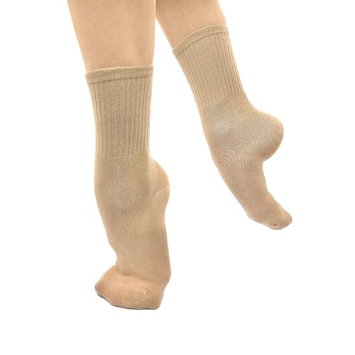 So Danca Vegan Dance Socks MD23/MD24 with Grip for Ballet & Jazz, Sand, Size 6-10