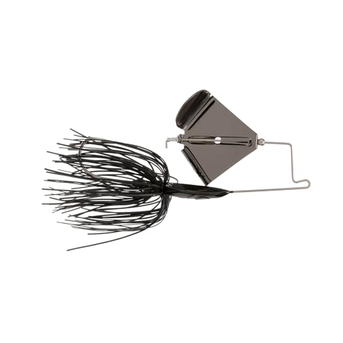 Fishing Buzzbait - Head-Knocking Design, Black with Black Blade - 3/8 oz