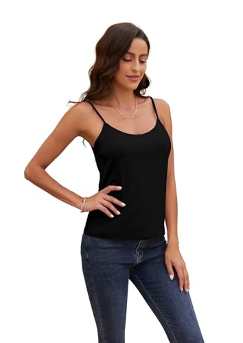 Lightweight Adjustable Spaghetti Strap Tank Top - Black, Large