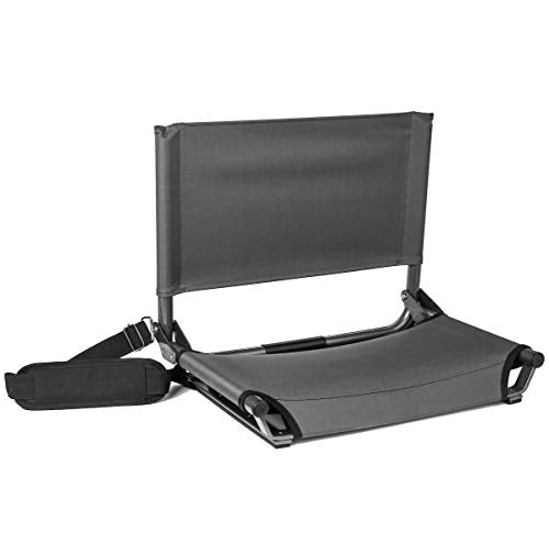 Cascade Mountain Tech Grey Lightweight Stadium Seat with Back Support & Bleacher Hook