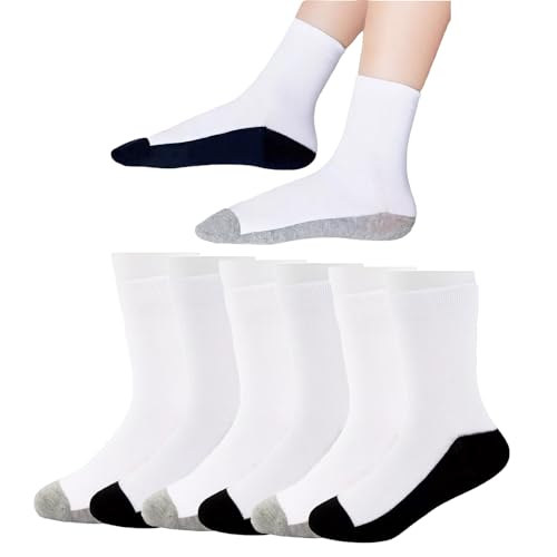 Boys White Crew Socks for Cotton Seamless School Uniform Dress