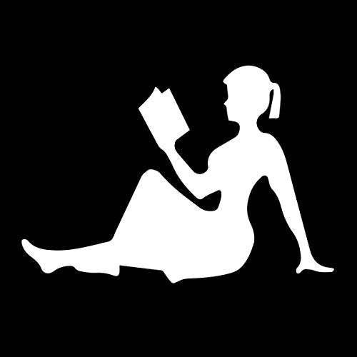 Girl Reading Vinyl Decal - Weatherproof White 5"