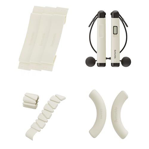 Calisthenics Strength Kit - Home Gym Equipment with Dumbbells, Bands & Jump Rope - Ivory