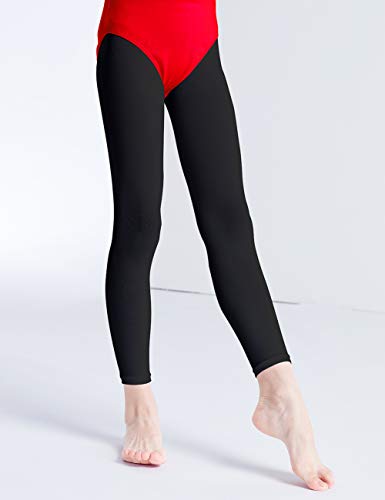 Daydance Girls Women's Footless Dance Tights for Ballet, Gymnastics, 8-12 Years Black