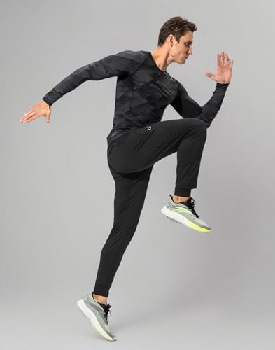 Men's Athletic Sweatpants with Zipper Pockets - Medium Black
