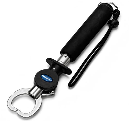 Portable Fishing Scale & Lip Gripper Tool - Black, 33 lb Capacity