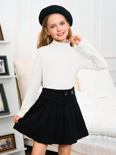 Girls Long Sleeve Mock Neck Active Layer Top - 5-6 Years White