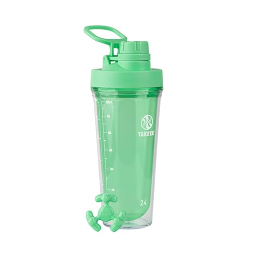 Takeya 24 oz Protein Shaker Bottle - BPA-Free Tritan, Leakproof Spout Lid, Dishwasher Safe, Pistachio Green