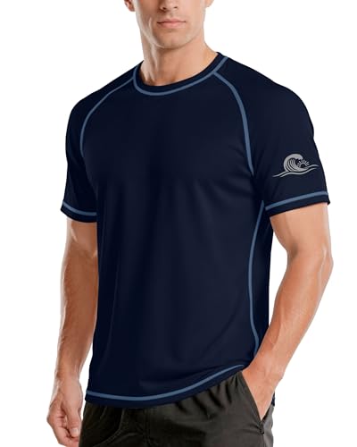Men's UPF 50+ Quick Dry Swim Shirt - Dark Blue - X-Large