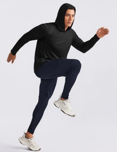 PINSPARK Men's Lightweight Black Golf & Workout Hoodies Pullover Large