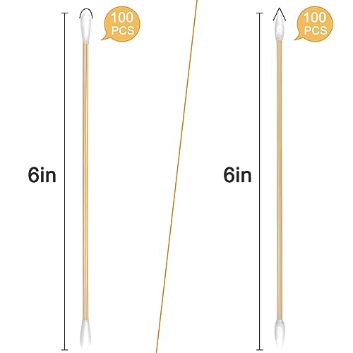 Gun Cleaning Swabs - 200 Pcs Double Round & Pointed Tips, 6 Inch