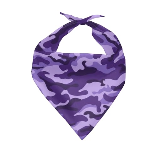 Purple Camo Dog Bandana - Reversible Triangle Scarf for Pets