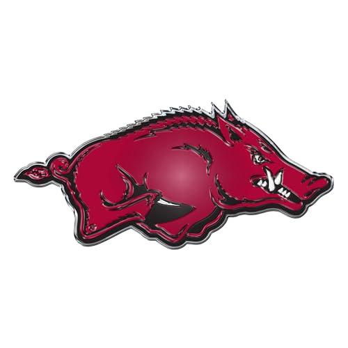 Arkansas Razorbacks Aluminum Auto Emblem Decal - 4x3 Inches
