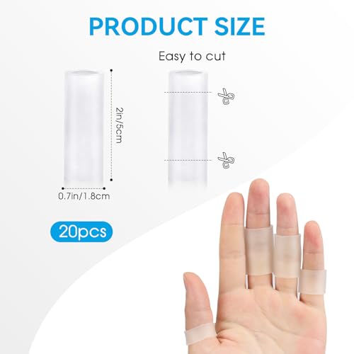 20 Pcs Silicone Finger Sleeve Protectors - Transparent Gel Covers