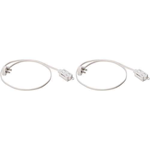 3-Foot Flat Plug Power Strip - 2-Prong Extension Cord, 2-Pack