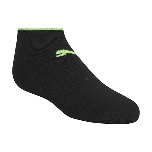 PUMA Girls 8-Pack Low Cut Socks with Cushioned Footbed & Arch Support - Black/Multicolor 7-8.5