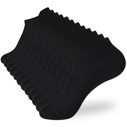 Varietyou Men's & Women's 6-12 Pairs Thin No-Show Ankle Socks Black 9-11/6 Pairs
