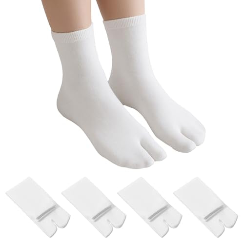 Andibro 4 Pairs Japanese Flip Flop Tabi Socks - Elastic Cotton Split Toe Socks