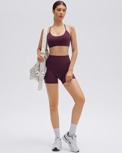 SUUKSESS Women's Padded Sport Top & Bike Shorts Set Maroon Small