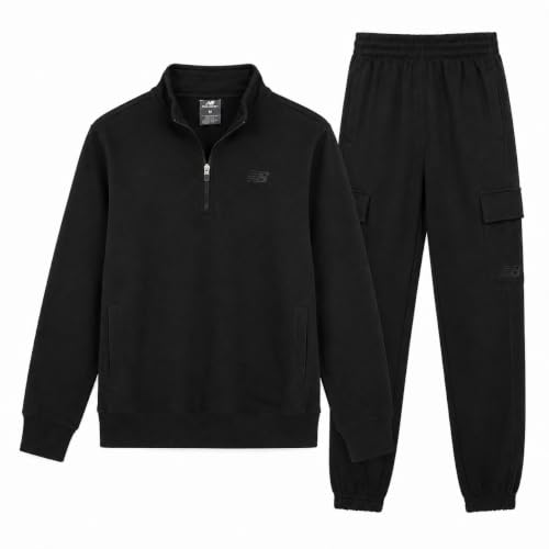 New Balance Boys 2-Piece Tech Fleece Quarter Zip & Jogger Sweatpants – Deep Black 12