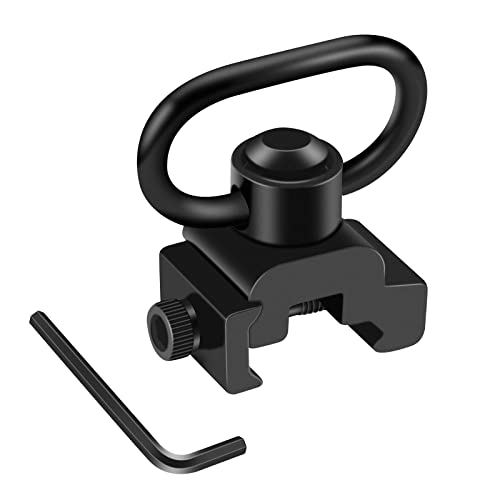 360° Rotation Picatinny Sling Swivel Mount with QD Button - Black