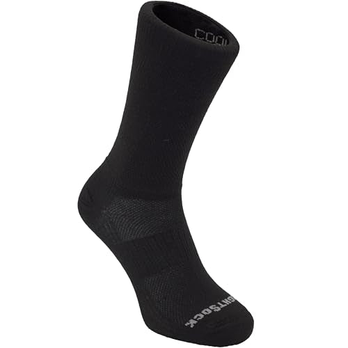 Wrightsock CoolMesh II Crew Running Socks Large Black - Eco-Friendly Anti Blister Unisex
