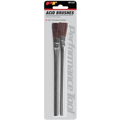 Performance Tool W1147 6" Acid Brush Set (2 Pieces) - Disposable, Horsehair Bristles, Sturdy Metal Handles