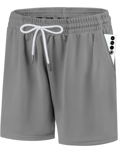 Boys Athletic Mesh Shorts - Quick Dry for Ages 14-16 Years - Light Gray