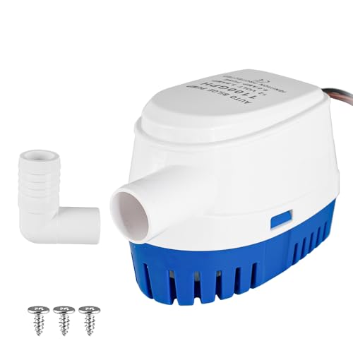 Xztrdi 12V 1100GPH Bilge Pump with Built-In Float Switch – Auto On/Off 1-1/8" Outlet