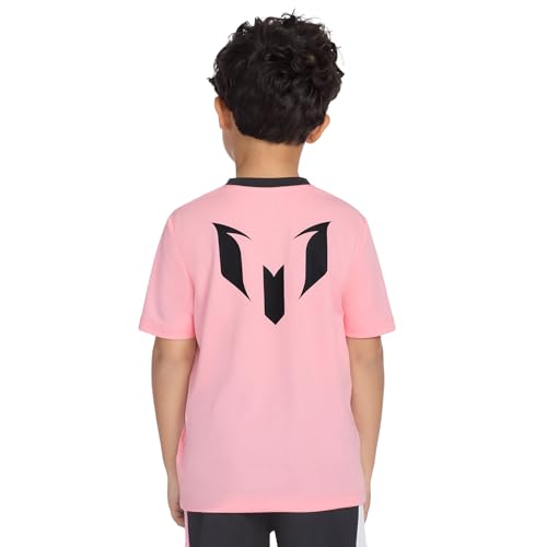 Messi Youth Loose-Fit V-Neck Logo T-Shirt - Candy Pink, Size 6