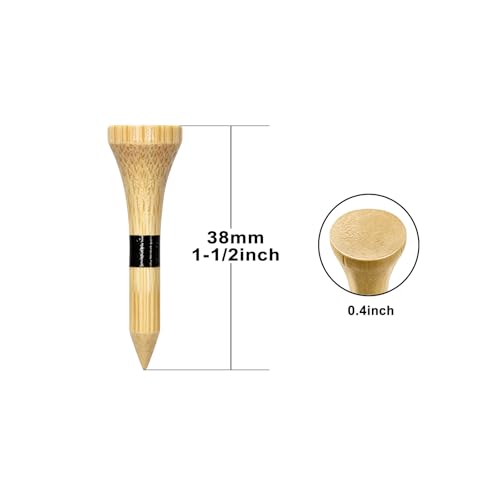 1-1/2 Inch Wooden Golf Tees - Natural Color, 100 Count