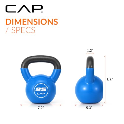 Vinyl Coated Cast Iron Kettlebell - 25 lb Weight for Home Gym
