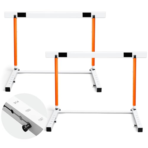 Adjustable Track and Field Hurdles Set - 30 to 42 Inch, Orange - 2 Pcs