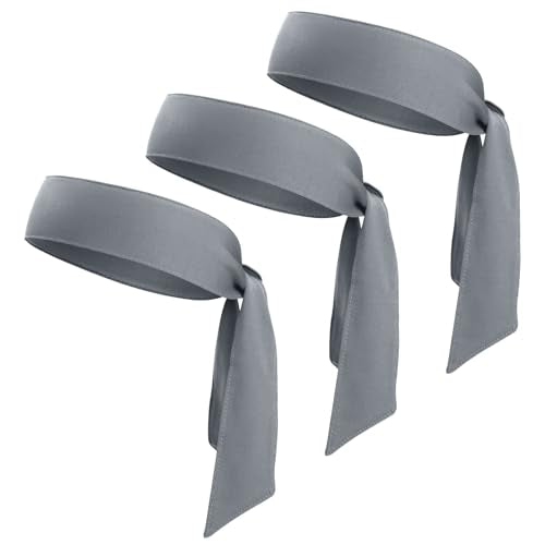 Adjustable Sports Head Tie Sweatband - 3 Pack - Gray Ninja Headband