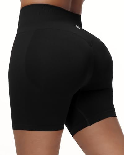 High Waist Scrunch Butt Lift Gym Shorts - 4.5" Inseam / Large / Black